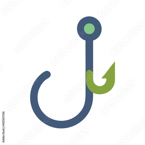Fishing Hook Icon Representing Recreational Fishing and Outdoor Sport