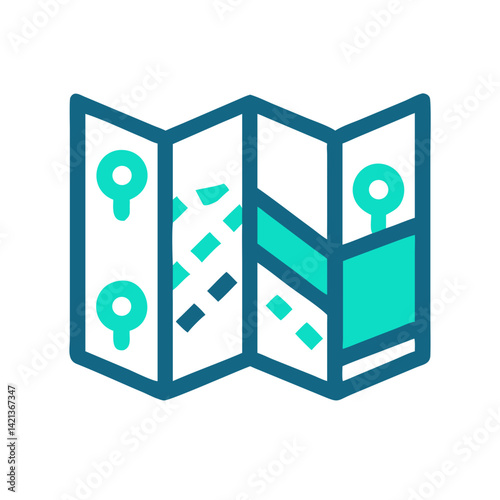 Folded Map Icon Representing Travel Planning and Navigation Tool