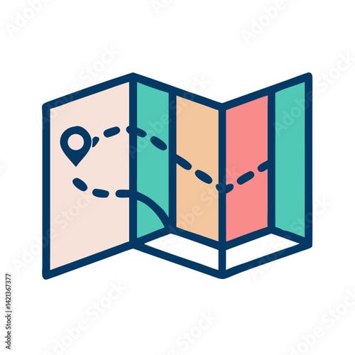 Folded Map Icon Representing Travel Planning and Navigation Tool