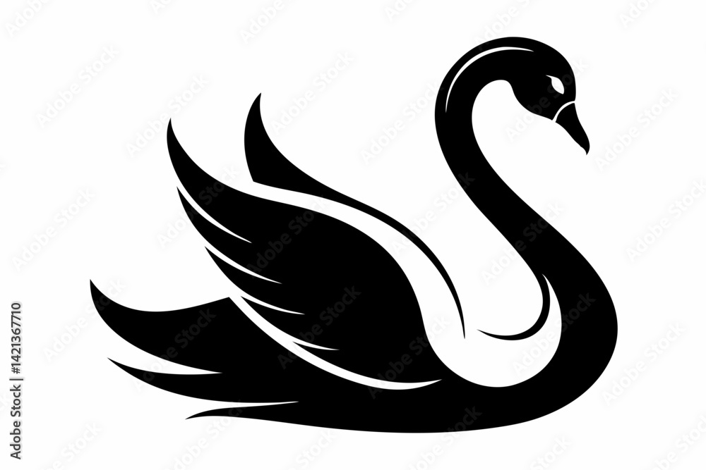 swan silhouette line art vector illustration with a white background swan silhouette line art vector illustration with a white background