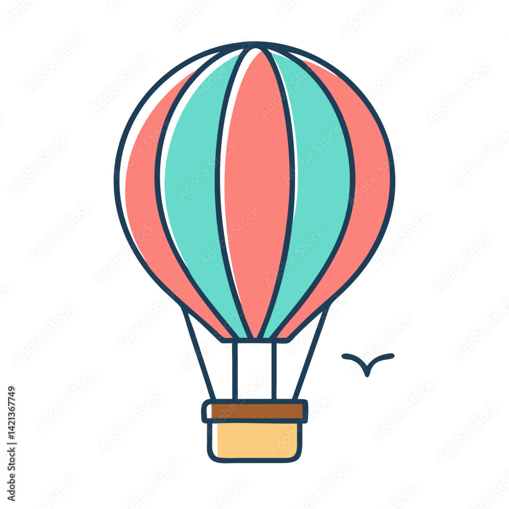 Fototapeta premium Hot Air Balloon Icon Representing Aerial Adventure and Scenic Sky Travel