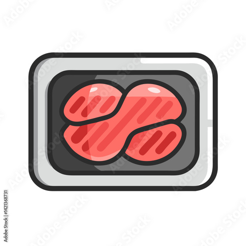 Packaged Steak Icon Representing Supermarket Meat and Fresh Grocery Product