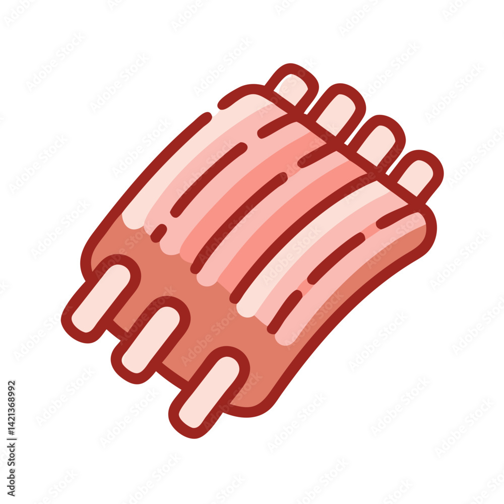 Pork Rib Icon Representing Barbecue Cut and Grilled Meat Dish Pork Rib Icon Representing Barbecue Cut and Grilled Meat Dish