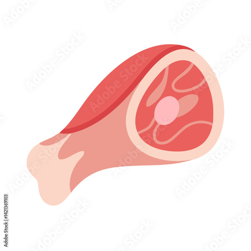 Raw Meat Leg Icon Representing Fresh Meat Cut and Butchered Protein