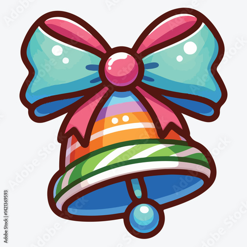 Bell with bow for decorating stock illustration
