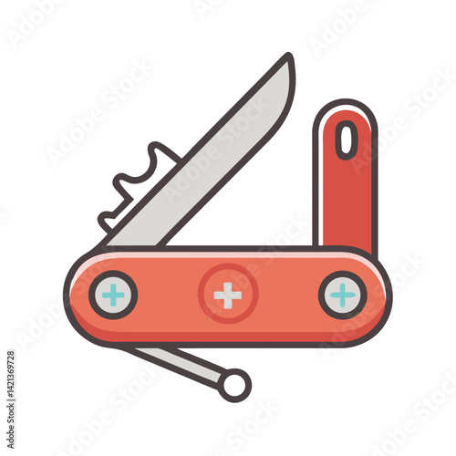 Swiss Knife Icon Representing Multi-Tool and Camping Utility Equipment