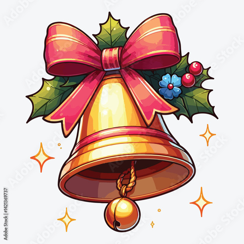 Bell with bow for decorating stock illustration