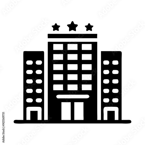 Tall Hotel Building Icon Representing Urban Stay and City Accommodation