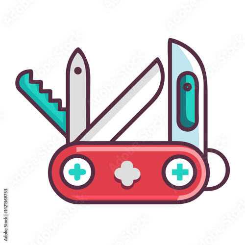 Swiss Knife Icon Representing Multi-Tool and Camping Utility Equipment