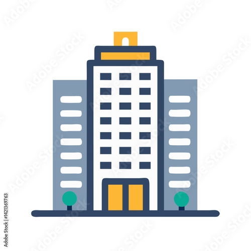 Tall Hotel Building Icon Representing Urban Stay and City Accommodation