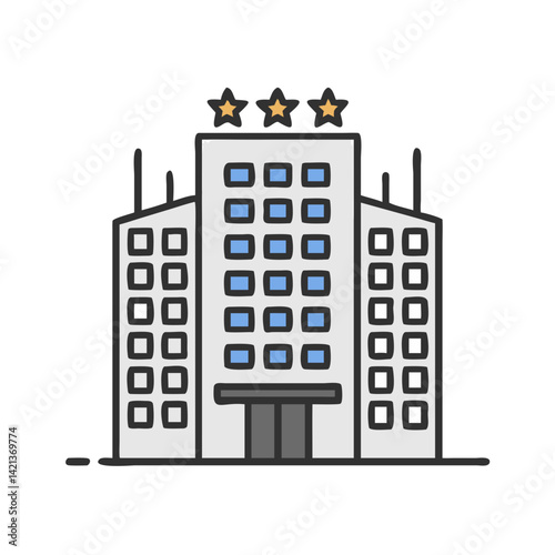 Tall Hotel Building Icon Representing Urban Stay and City Accommodation