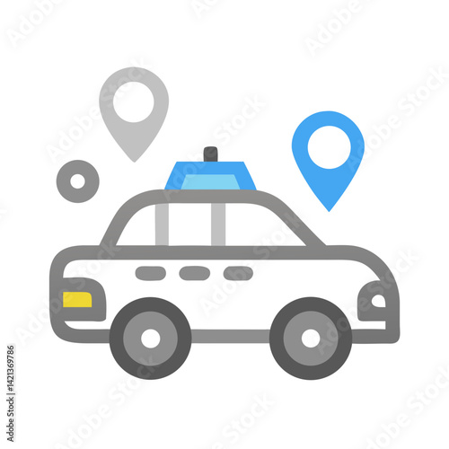 Taxi Car Icon Representing Local Transportation and Urban Travel Service