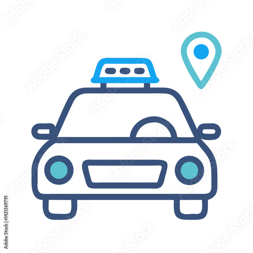 Taxi Car Icon Representing Local Transportation and Urban Travel Service
