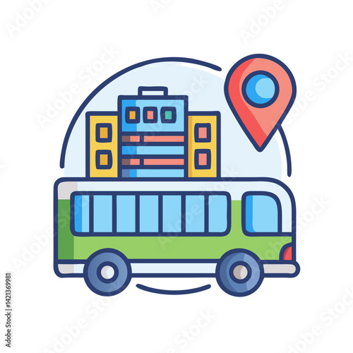 Tour Bus Icon Representing Guided City Sightseeing and Urban Travel