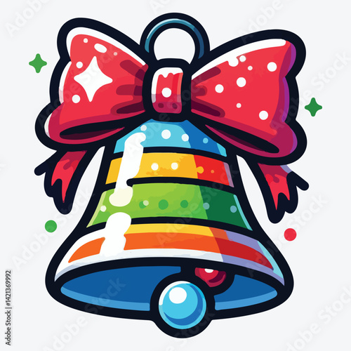 Bell with bow for decorating stock illustration
