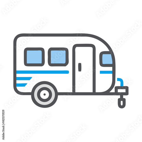 Travel Trailer Icon Representing Mobile Vacation and Road Trip Adventure