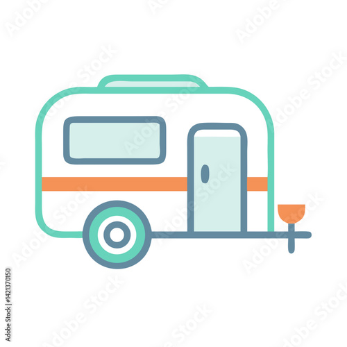 Travel Trailer Icon Representing Mobile Vacation and Road Trip Adventure
