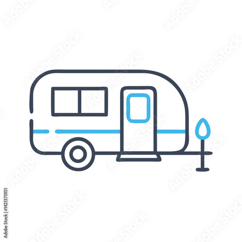 Travel Trailer Icon Representing Mobile Vacation and Road Trip Adventure