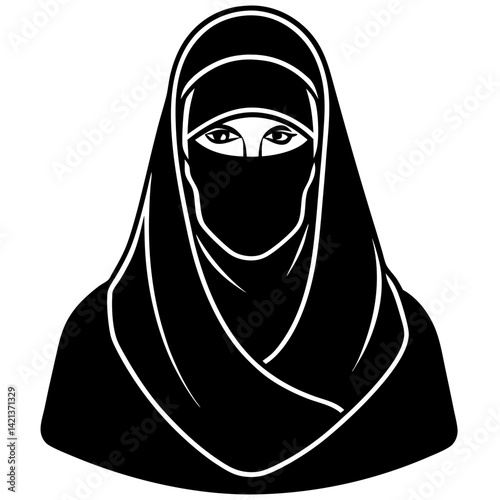 Minimal Burqa Vector on White Background