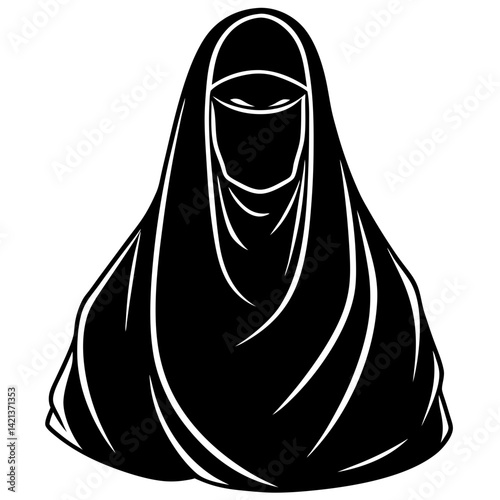 Minimal Burqa Vector on White Background