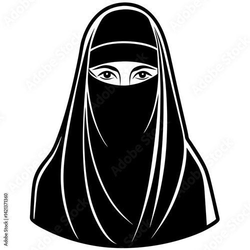Minimal Burqa Vector on White Background