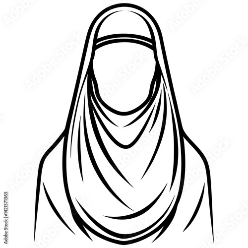Minimal Burqa Vector on White Background