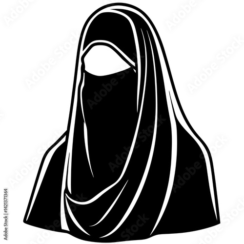 Minimal Burqa Vector on White Background
