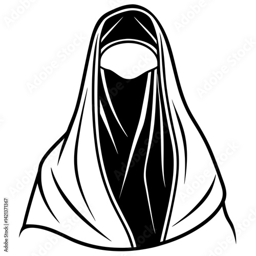 Minimal Burqa Vector on White Background