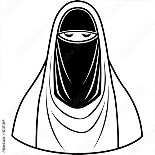 Minimal Burqa Vector on White Background
