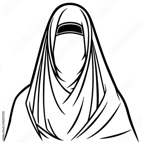Minimal Burqa Vector on White Background