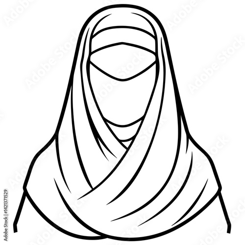 Minimal Burqa Vector on White Background