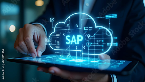 Futuristic sap cloud interface a sleek, futuristic...