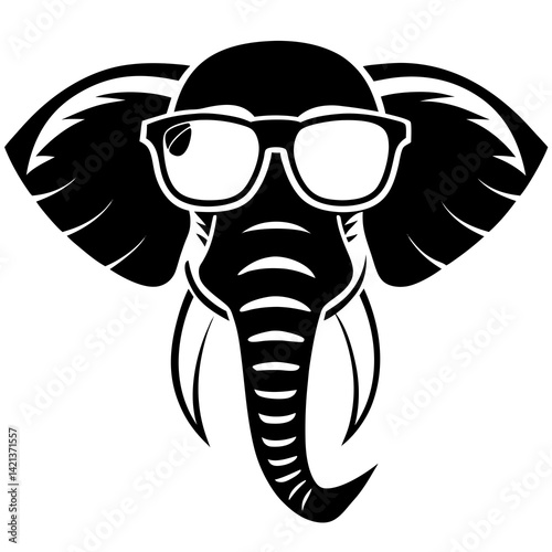 Majestic Elephant Sunglasses Vector Character