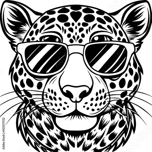 Fierce Leopard Sunglasses Vector Artwork