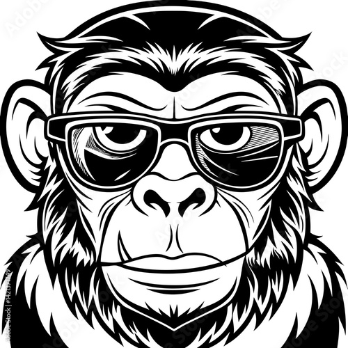 Trendy Monkey Sunglasses Vector Artwork
