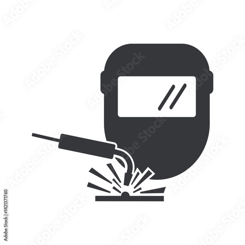 Isolated welding mask and goggles with electric sparks, symbolizing the precision, strength, and craftsmanship of construction and engineering welder