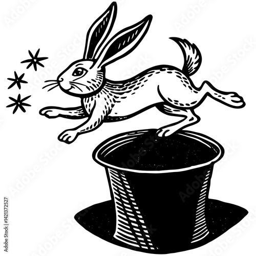 Illusionist Rabbit Hat Vector Design
