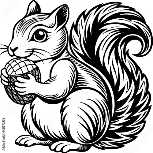 Cute Squirrel Holding an Acorn