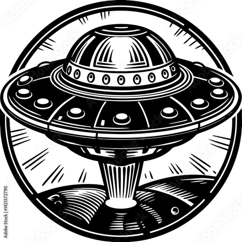 Cosmic UFO Spaceship Vector Illustration