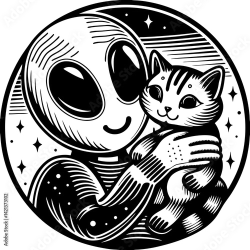Extraterrestrial Pet Owner Vector Design