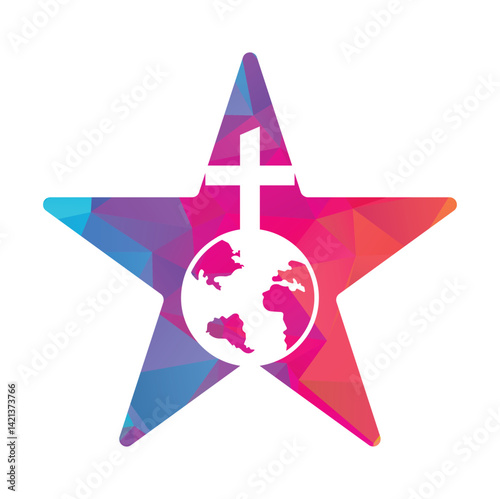 Global church star shape concept vector logo design template.