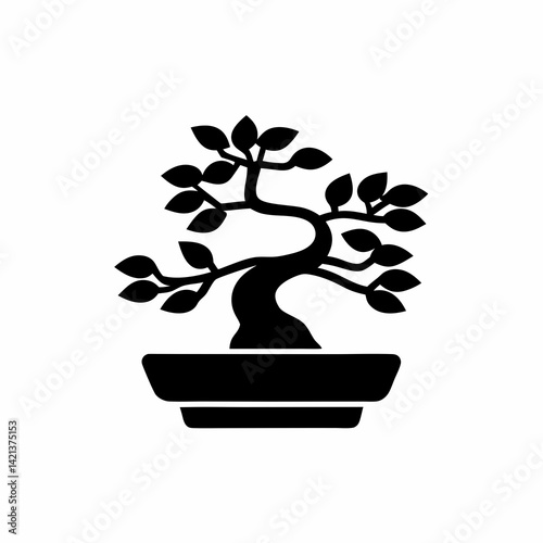 creative details bonsai tree icon Vector Illustration  