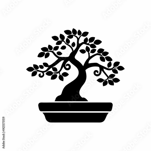 creative details bonsai tree icon Vector Illustration  