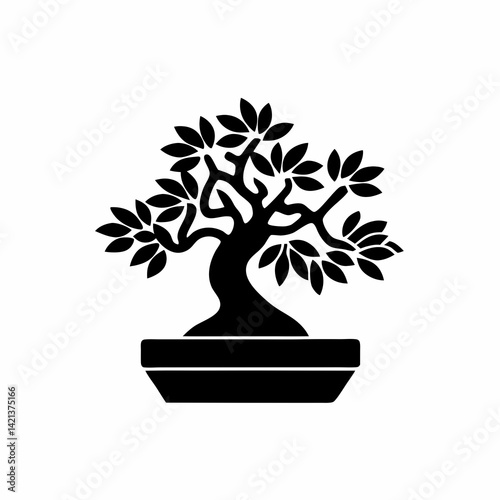 creative details bonsai tree icon Vector Illustration  