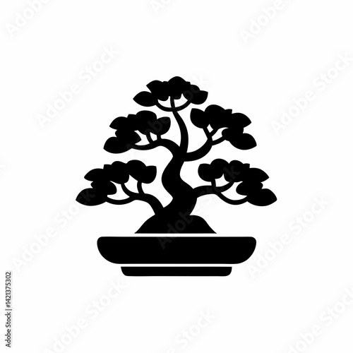 creative details bonsai tree icon Vector Illustration  