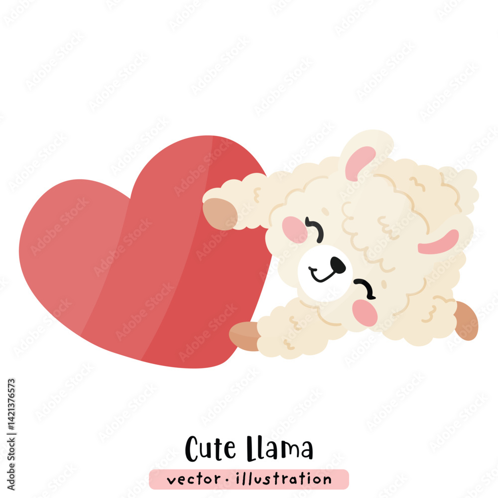 Fototapeta premium Cute Funny Llama, Alpaca Vector Cartoon illustration