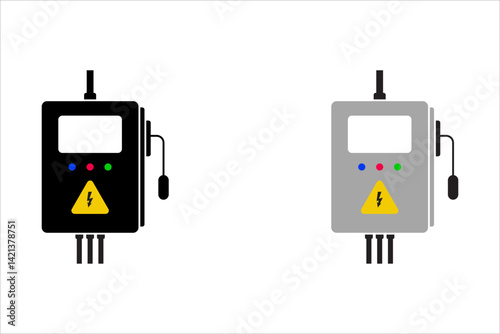 electric panel box icon set. Electric distribution icon. editable on white background