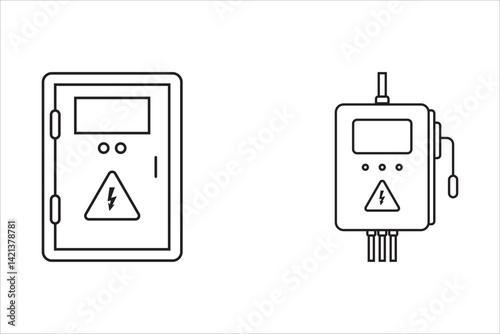 Electric power switch panel box icon. Circuit breaker thin line icon, switch panel. Fuse box. Vector illustration. For your website, logo, app, UI design.
