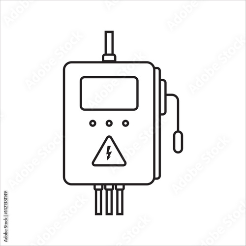 Electric power switch panel box icon. Circuit breaker thin line icon, switch panel. Fuse box. Vector illustration. For your website, logo, app, UI design.
