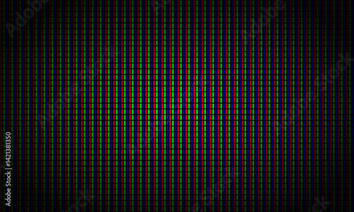 RGB pixel screen. LED display pattern with colored dots. Pixel grid for electronic screens, media panels, and modern display technology. Vector illustration.